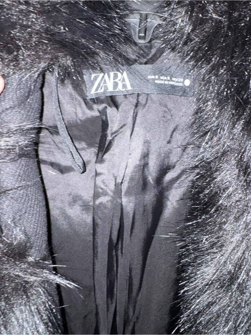 Zara Black Faux Fur Trim Coat - Picture 5 of 5